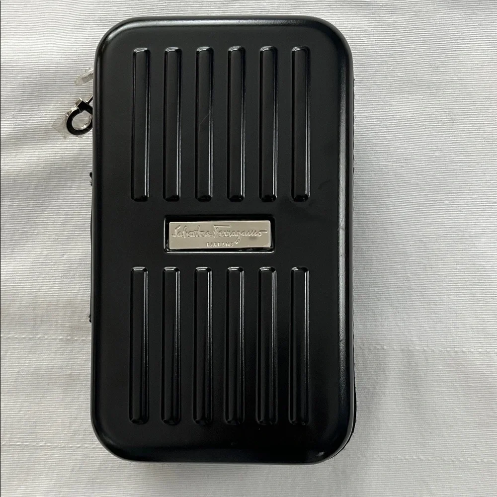 Salvatore Ferragamo Glossy Black Ridged Hard Case